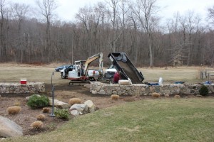 Garden in Winter While We Build Stone Wall