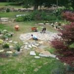 Circular natural stone patio