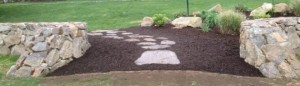 Natural stone path through garden