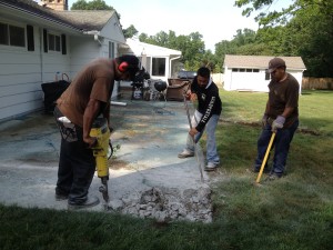 Deconstruction of thick cement patio